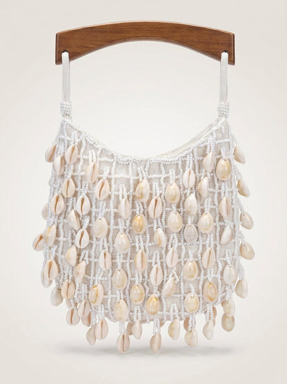 Cowrie Shell Wooden Tote