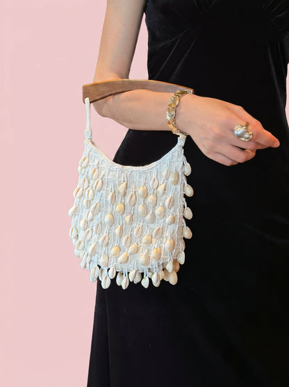 Cowrie Shell Wooden Tote