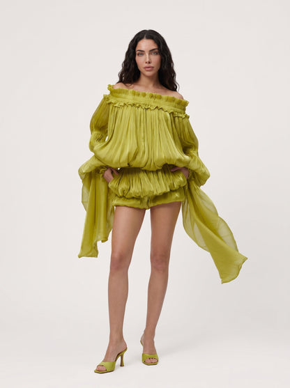 LimeLuxe Ruffle Mini Dress