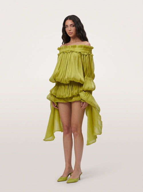 LimeLuxe Ruffle Mini Dress