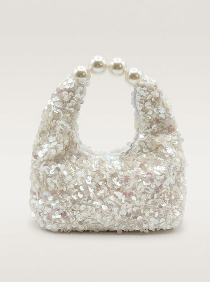 Pearl Handle Sequin Bag
