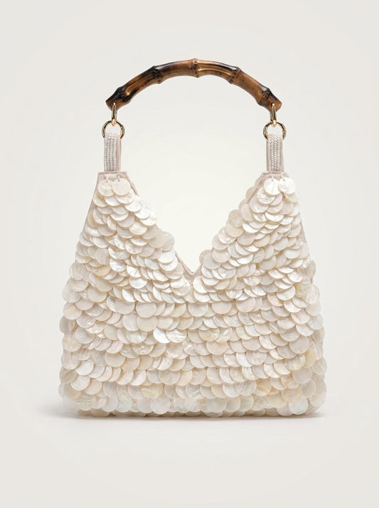 Sequin Bamboo Handle Hobo
