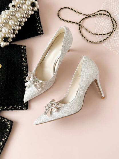 Sequin Bow Stiletto Heel