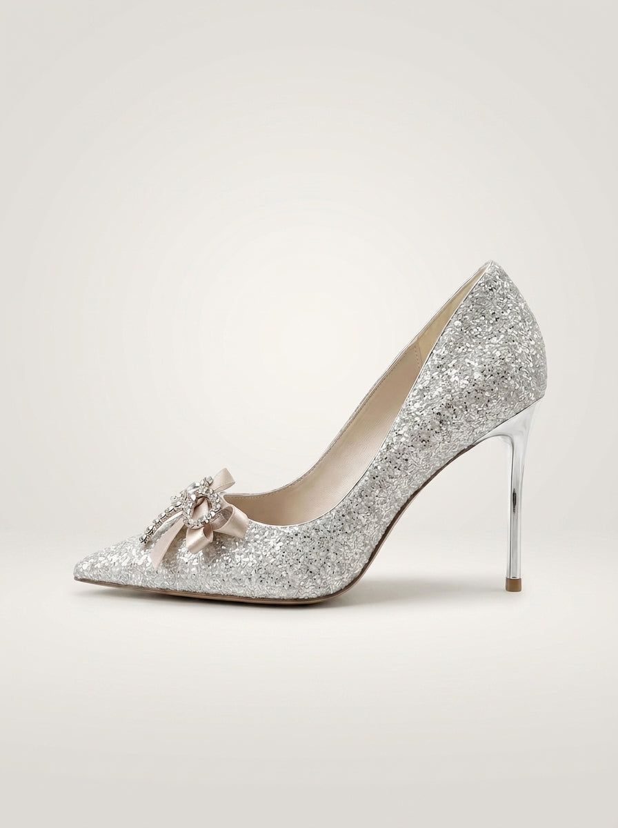 Sequin Bow Stiletto Heel