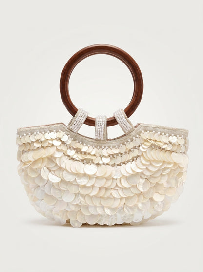 Sequin Shell Ring-Handle Bag