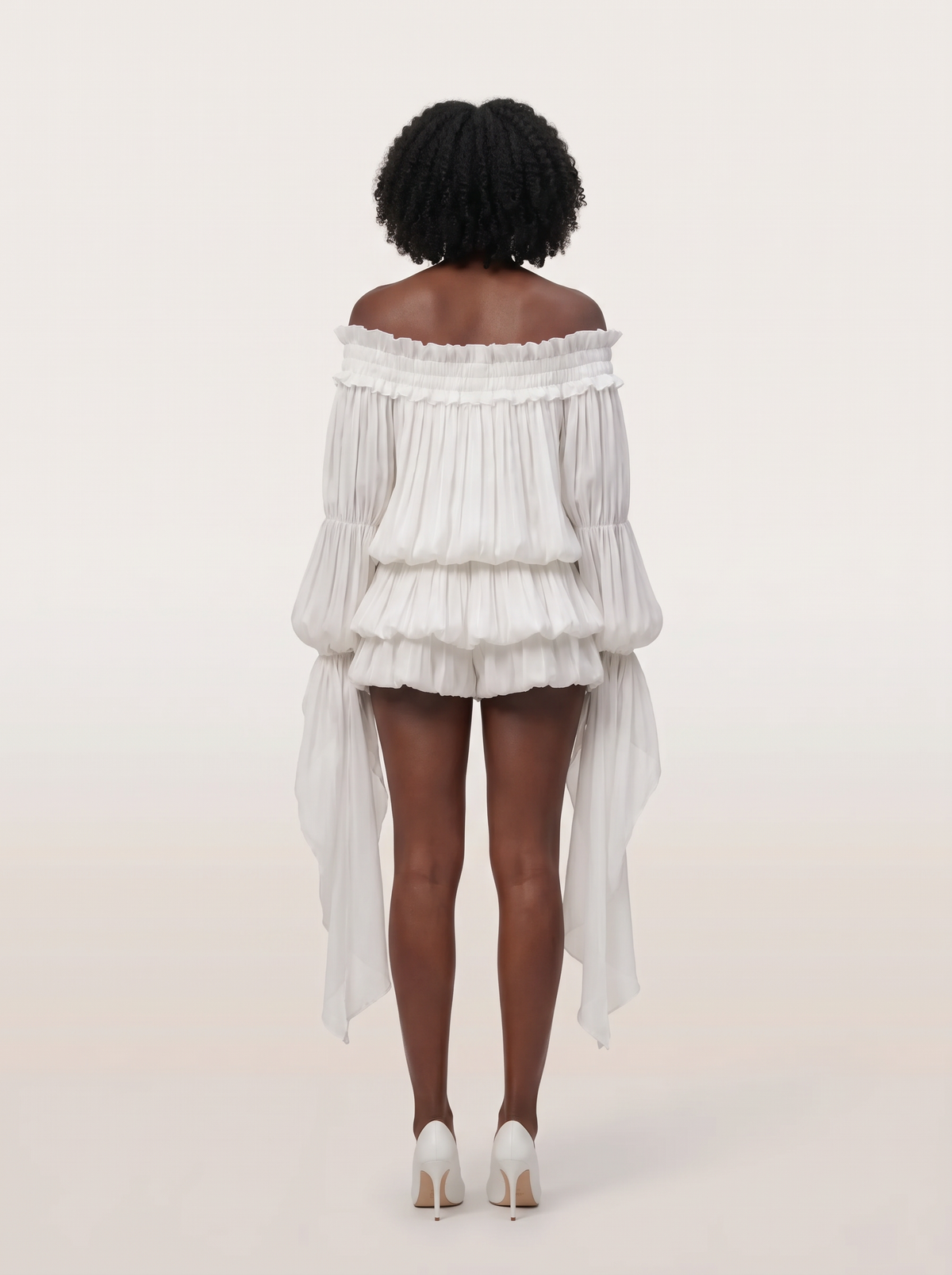 Snow Ruffle White Mini Dress